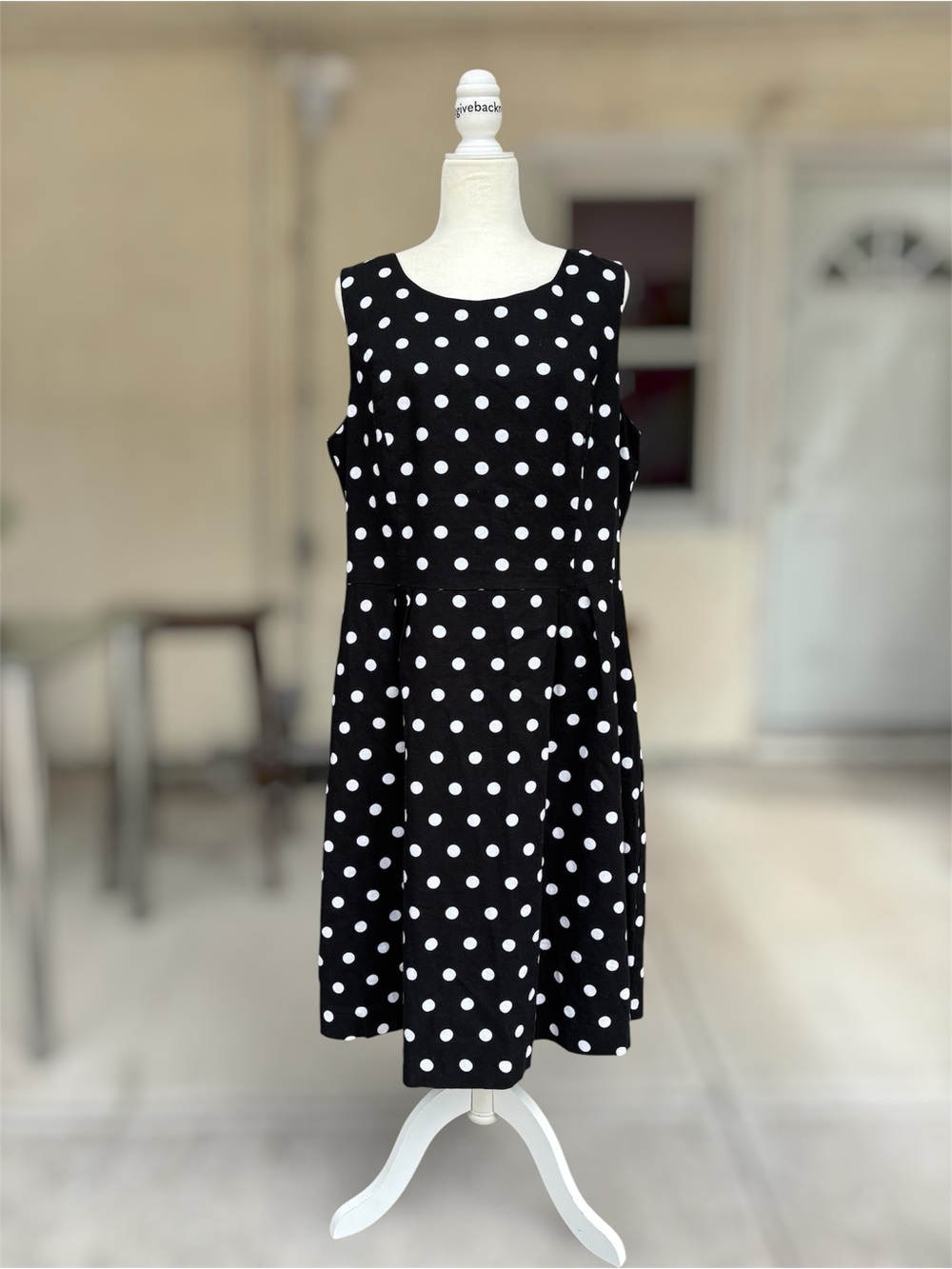 Chadwicks of Boston Polka Dot Dress Black White 18T NWOT Linen Blend - Picture 6 of 9